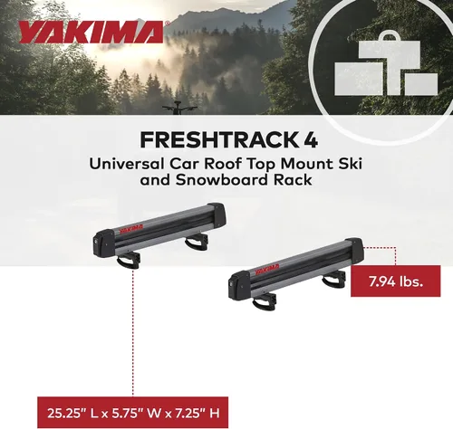 Vista 4 de YAKIMA, FreshTrack - Soporte de esquí y snowboard, se adapta a la mayoría de portaequipajes