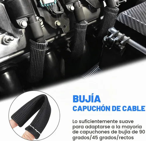 Vista 2 de Cable de bujía de protección contra el calor de la manga de 2500 ° de la bujía protector de arranque Botas Wrap para SBC BBC 350 454 8 piezas tapas