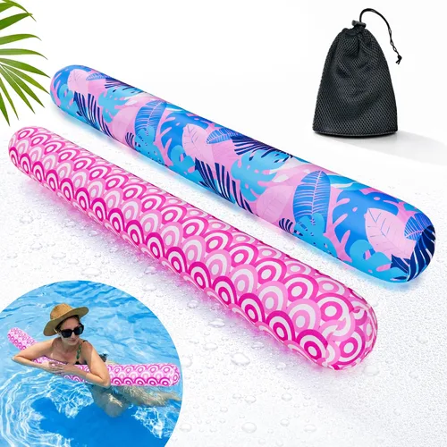 Vista 7 de Fideos inflables para piscina, paquete de 2 de tela suave de secado rápido cubiertos, fideos flotadores grandes para piscina, flotadores premium