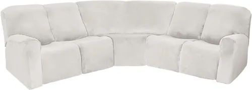 Vista 26 de MINGPINHUIUS Funda elástica de terciopelo para sofá reclinable en la esquina, funda curvada para sofá modular, funda elástica suave para sofá Marrón