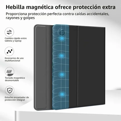 Vista 7 de JUQITECH Funda con teclado retroiluminado para Samsung Galaxy Tab A8 de Negro A8