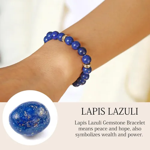 Vista 2 de Bolinailo Pulseras de cuentas de piedra de cristal curativo para mujeres y hombres, pulsera de piedras preciosas naturales, 0.315 in antiansiedad