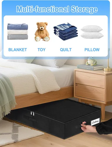 Vista 6 de Bolsas de Almacenamiento Debajo de la Cama con Cremallera, Contenedores de Almacenamiento Debajo de la Cama de 7 Pulgadas de Altura con Lados