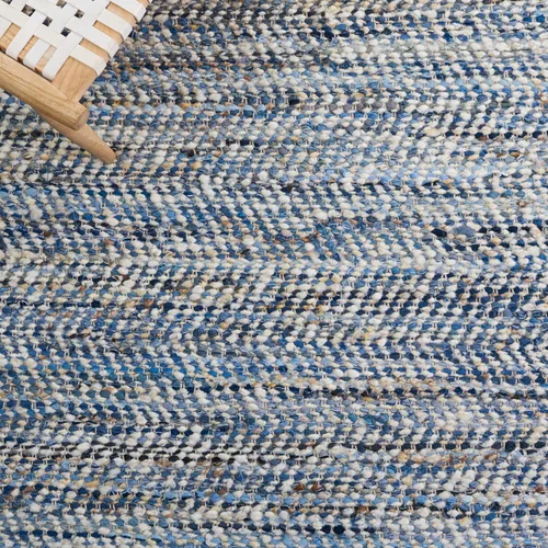 Vista 6 de SAFAVIEH Natura Collection - Alfombra de pasillo, 2 pies 3 pulgadas x 7 pies, azul y marfil, lana y algodón, ideal para dormitorio, vestíbulo