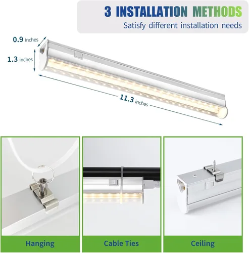 Vista 6 de RWNTAO Luces de cultivo para plantas de interior, espectro completo de 3000 K, lámpara de cultivo de plantas de 1 pie con interruptor lateral