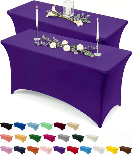 Vista 41 de Utopia Kitchen Mantel rectangular de spándex de 4 pies [1 unidad, negro] 200 GSM elástico, ajustado, lavable y resistente a las arrugas, cubierta