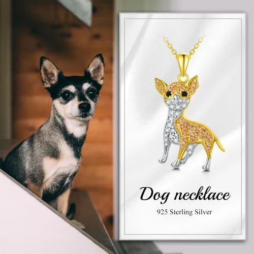 Vista 36 de Collares con colgante de perro de plata de ley S925 – 24 razas corgi/husky/labrador/pastor para mujer