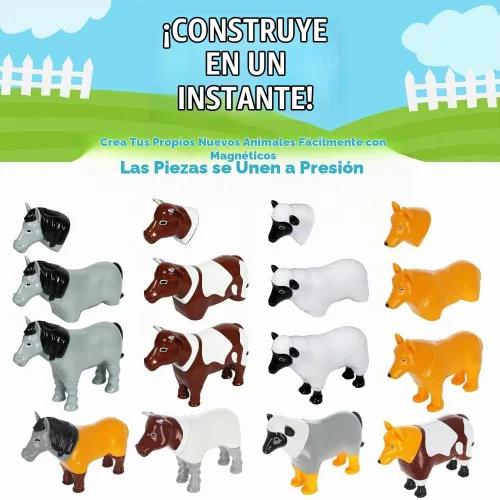 Vista 4 de Popular Playthings Mezcla magnética o combina animales de granja Animales magnéticos para niños pequeños de 1 a 3 años, para niños, juguetes