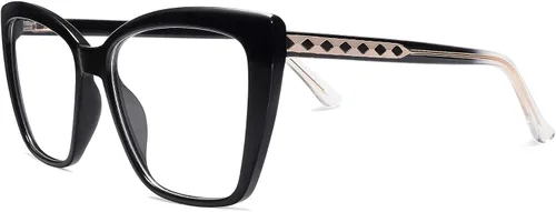 Vista 3 de AMOMOMA Trendy TR90 Gafas de Lectura Grandes con Filtro de Luz Azul para Mujeres, Elegantes Gafas Cuadradas Tipo Ojo de Gato AM6031