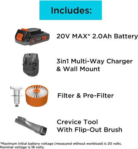 Vista 2 de Black+Decker Aspiradora inalámbrica, Powerseries Extreme, Aspiradora de palo recargable, cabezal intercambiable con accesorio para hendiduras