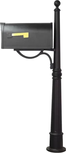 Vista 5 de Buzón clásico con poste de aluminio, buzón negro con poste Ashland - SCC-1008_SPK-600-BLK