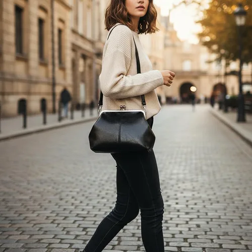 Vista 3 de Kiss Lock - Bolso cruzado vintage para mujer, de piel sintética retro, bolso de mano de noche, bolso grande marrón para otoño e invierno