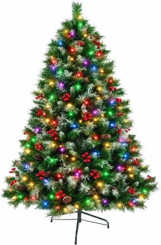 Vista 10 de Árbol de Navidad artificial con luces de 6 pies, abeto preiluminado Verde