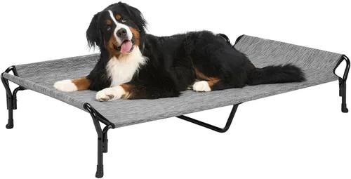 Vista 11 de Veehoo Cama elevada refrescante para perros, cuna elevada XL para mascotas con barandilla y reposacabezas inclinado, malla Teslin transpirable Negro