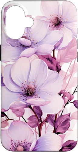 Vista 23 de Funda para iPhone 17, diseño de flores de magnolia rosa y morado lavanda