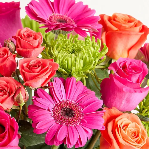 Vista 3 de 1800 flores – Ramo individual de flores vibrantes (florero transparente incluido) Flores de primavera recién cortadas para entrega Regalo