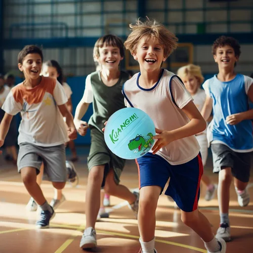 Vista 6 de Pelota de baloncesto de goma Kuangmi, tamaño 5 (27.5"), tamaño 4 (25.5"), hecha para juegos deportivos al aire libre y en interiores, parque, playa
