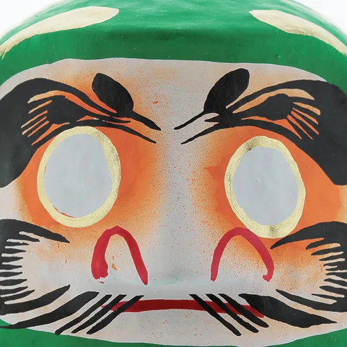 Vista 4 de Muñeca Daruma - Hecho en Japón - Bienestar y crecimiento (verde, mediano 4.7 pulgadas)