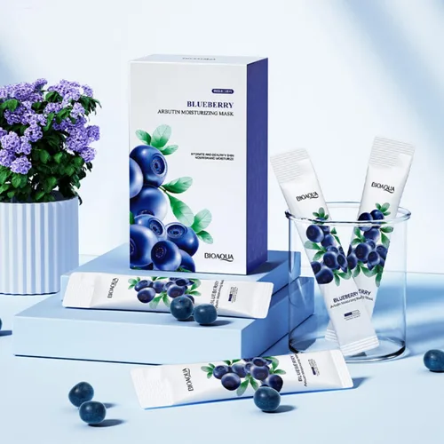 Vista 6 de BIOAQUA Blueberry Arbutin Mascarilla Facial Hidratante Hidrata la Piel Cuidado Delicado Sedoso Suave 0.1 fl oz (Paquete de 20)