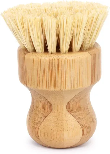 Vista 7 de Ezeso - Juego de 4 cepillos de bambú natural para fregar platos, olla de madera y cepillo para botellas