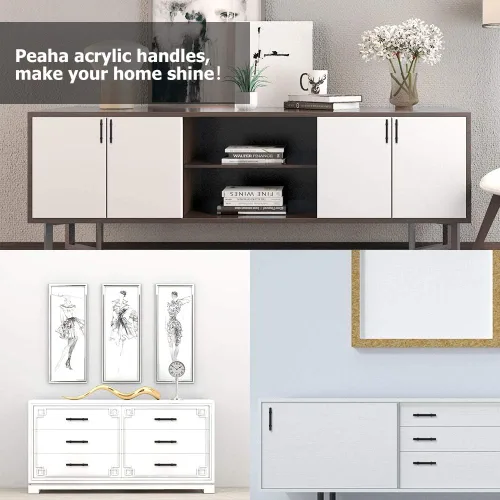 Vista 6 de Peaha - Manijas para armario de cocina, color negro mate, estilo contemporáneo, 12 piezas, para jalar los cajones del tocador