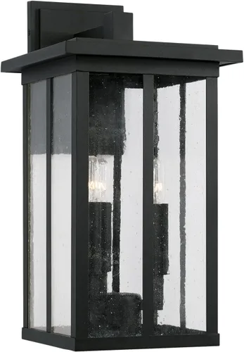 Vista 7 de Capital Lighting 943811OZ Barrett - Farol rectangular de pared para exteriores, cristal envejecido, 1 luz de 100 vatios, 12 pulgadas de alto x 7