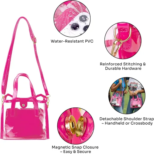 Vista 5 de Clear Crossbody Bag Stadium Approved - Transparent Tote Purse with Privacy Pouch, Cute 2-in-1 Plastic Shoulder