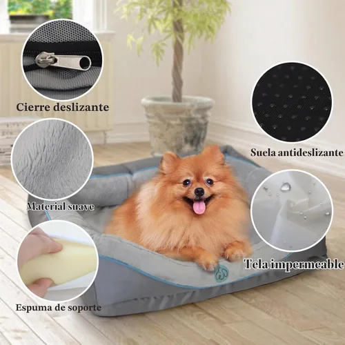 Vista 5 de Cama ortopédica para perros pequeños, sofá impermeable para perros pequeños, sofá de espuma de apoyo para mascotas con funda extraíble, parte