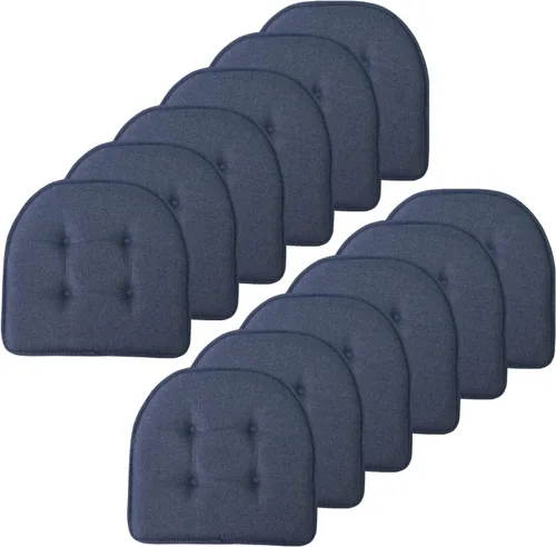 Vista 107 de Sweet Home Collection - Cojín de asiento de espuma viscoelástica y respaldo de caucho antideslizante con capitoné para silla, cojín en U, 17x16 Gris