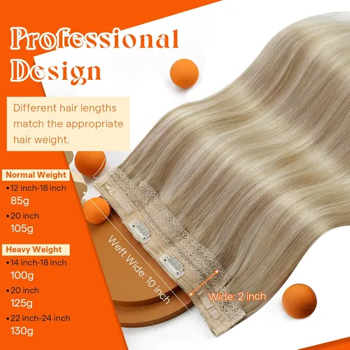 Vista 2 de Sunny - Extensiones de cabello humano real, con cable/hilo y clips ajustables, aplicación invisible, 2.82 onzas, 12 pulgadas, color rubio cenizo