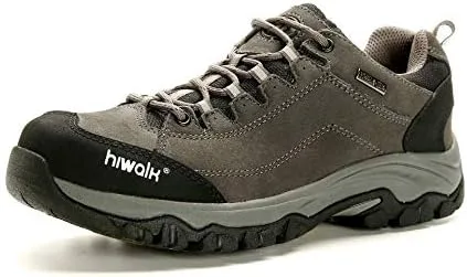 Vista 2 de HIWALK Zapatos de senderismo impermeables confort mediados tobillo montañismo zapatos transpirable ligero escalada camping trekking al aire libre