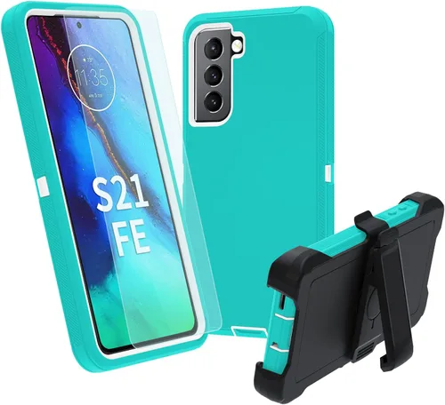 Vista 11 de NUFR Funda resistente para Samsung Galaxy S21 FE 5G, protección de grado militar, a prueba de golpes, a prueba de caídas, a prueba de polvo, (negro)