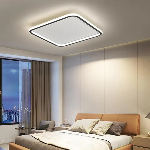 Vista 23 de Lámpara de techo LED moderna, anillo negro empotrado, lámpara de techo con control remoto, lámpara de techo acrílica para dormitorio, pasillo, isla