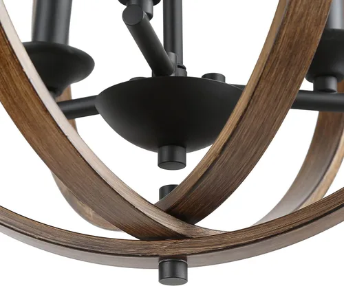 Vista 6 de LOG BARN Candelabros de granja, globo de madera sintética para colgar 3 lámparas para comedor y sala de estar, dormitorio, vestíbulo y entrada