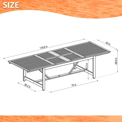 Vista 7 de Brampton Patio Athens - Juego de mesa de comedor rectangular de 11 piezas, ideal para patio e interior, acabado de teca claro