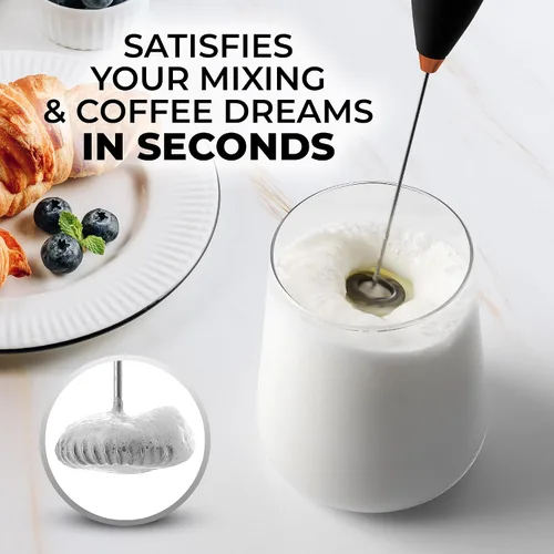 Vista 604 de Zulay Milk Boss Espumador de leche potente manual, hace espuma para latte, batidor para mezclar bebidas, café, miniespumador para capuchino, frappé