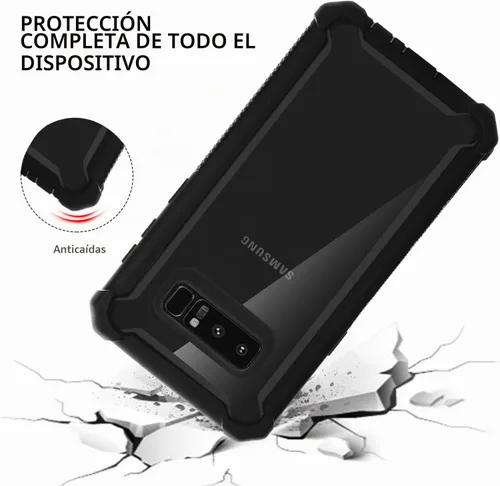 Vista 3 de Asuwish Funda de teléfono para Samsung Galaxy Note 8, a prueba de golpes, dura, a prueba de caídas, protección de cuerpo completo, resistente Negro