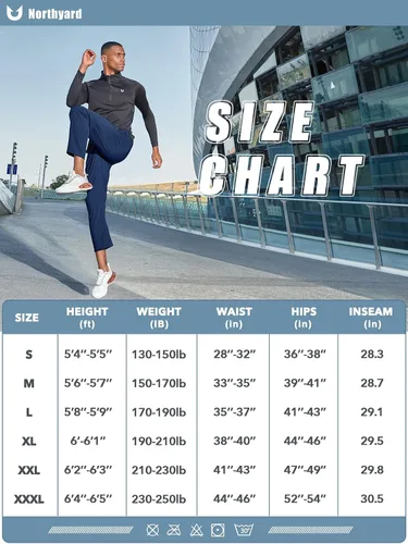 Vista 6 de NORTHYARD Men's Fleece Lined Pants Athletic Workout Running Joggers Winter Warm Wind Sweatpants for Active Gym Track Jogging