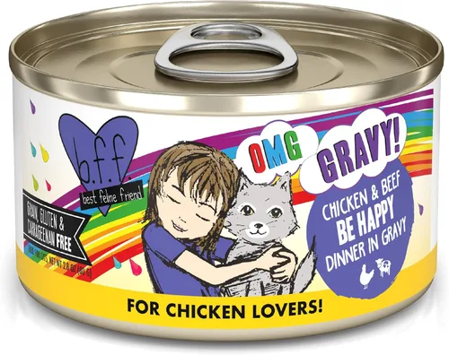 Vista 30 de Weruva B.F.F. OMG – mejor amigo felino Oh My Gravy! Latas de comida húmeda natural sin granos, recetas de tierra y mar en salsa