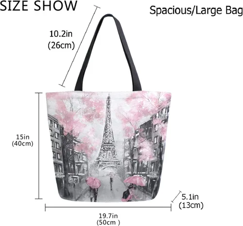 Vista 4 de Bolso de hombro extra grande con patrón impreso a la moda para viajes en la playa, fin de semana, gimnasio, compras de comestibles
