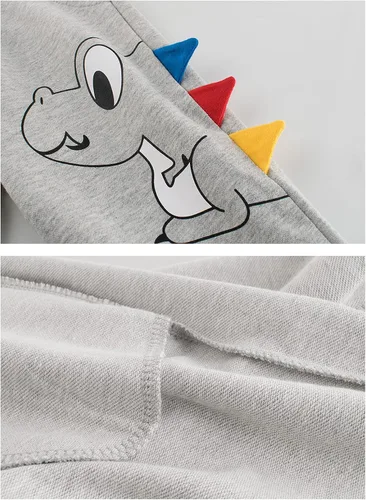 Vista 4 de GFQLONG Paquete de 2 pantalones deportivos de dinosaurio de algodón para niños pequeños, pantalones deportivos de dibujos animados para niños