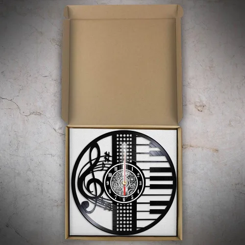 Vista 9 de The Geeky Days Treble Clef Musical Notes LED Illuminated Vinyl Record Wall Clock for Music Room Studio Artistic Home Decor Illuminated Timepieces