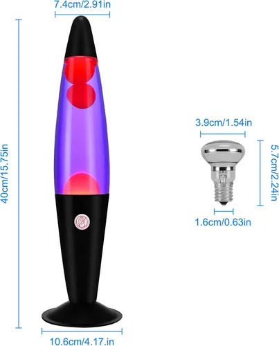 Vista 6 de EDIER Lámpara de magma, lámpara de movimiento negra de 16 pulgadas, color morado con cera naranja, luz nocturna relajante para adultos, luz nocturna