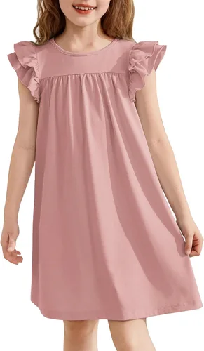 Vista 16 de Arshiner Camisones para niñas, lindos volantes, manga corta, pijamas de princesa, camisón para dormir