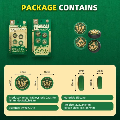 Vista 8 de IINE Joycon - Tapas de agarre para pulgar, cubierta de joystick con tema de juego compatible con Nintendo SwitchOLEDSwitch Lite, tapas de silicona