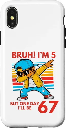 Vista 5 de Bruh I'm 5 But One-Day I'll Be 67 Retro 5th Birthday Kids Case for iPhone 17