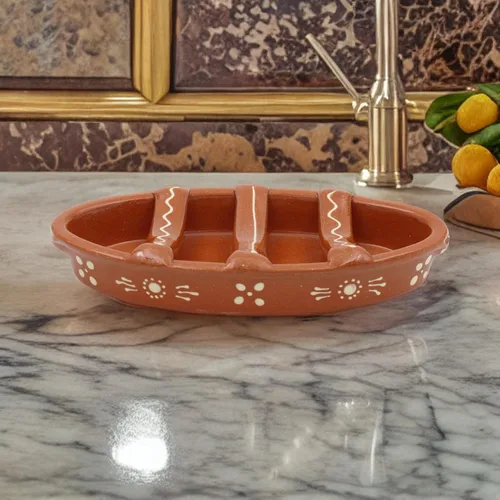 Vista 3 de Tostador tradicional de salchicha de terracota de arcilla portuguesa (N. 1 pequeño)