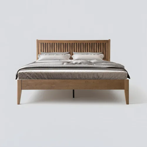 Vista 8 de Marco de cama tamaño King, cama plataforma de madera sólida con cabecera y pie de cama, 12 listones resistentes, patas centrales de metal, fácil
