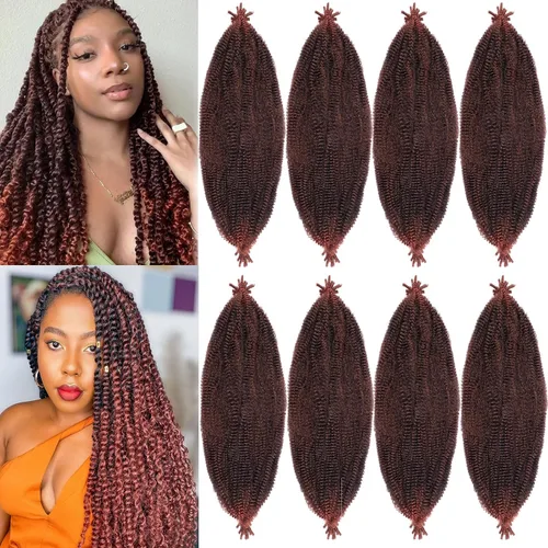Vista 55 de Cabello de Envoltura Pre-Esponjado de 8 Pulgadas, 3 Paquetes, Cabello Afro Twist Pre-Separado Elástico para Locs, Cabello Afro Twist Negro Natural