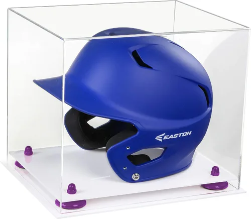 Vista 159 de Better Display Cases Vitrina acrílica para casco de bateo de béisbol con espejo, elevadores rosados, montaje en pared y base de espejo (V22/A012)